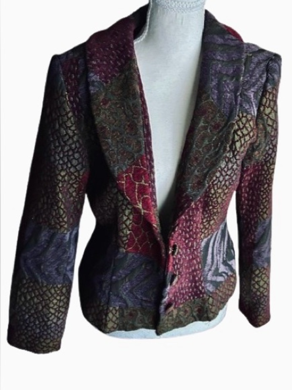 Vintage Tapestry COLLIN CREEK Blazer Jacket Boho Bohemian Small Medium Floral